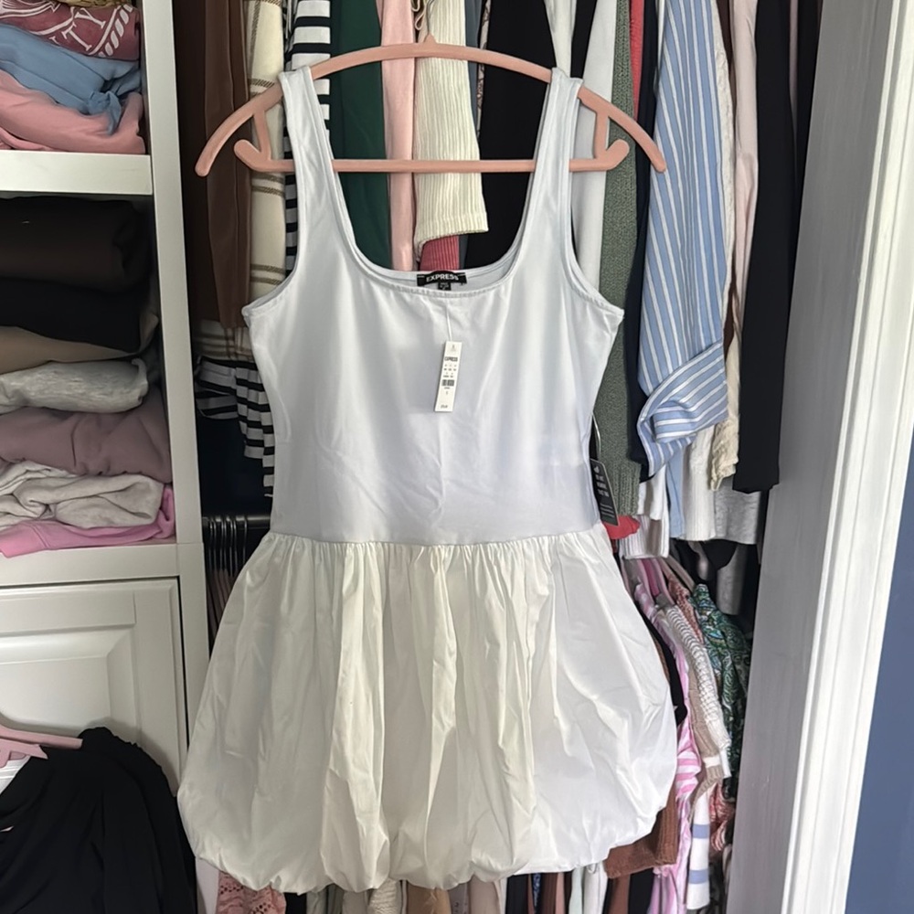 Express White Mini Bubble Dress